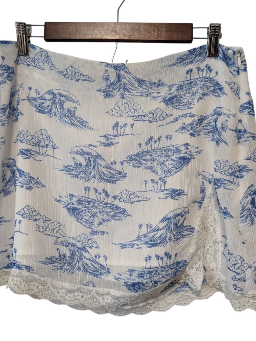 Frankies Bikinis Womens Sz L White Boden Surfer Dude Lace Trim Lined Mini Skirt